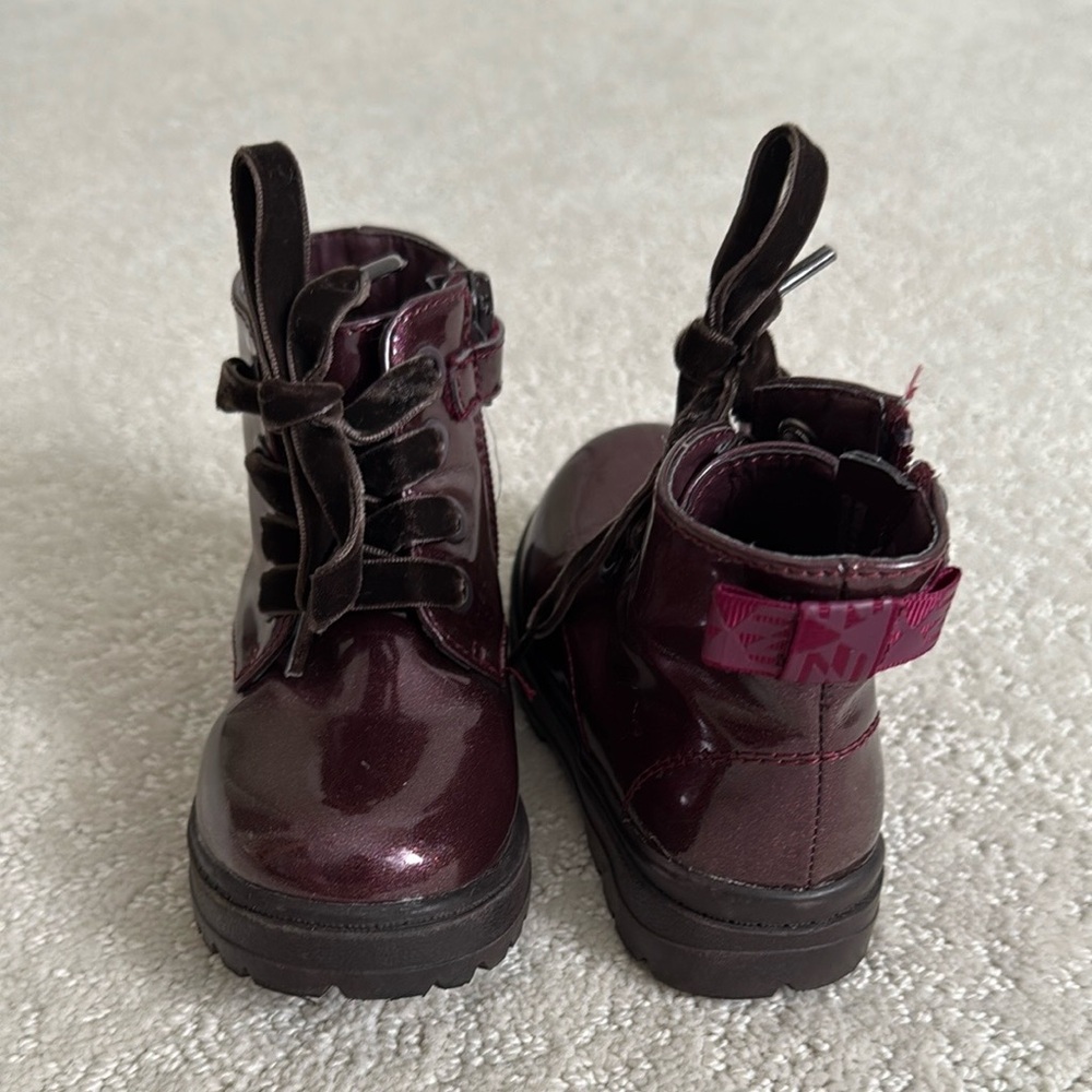 Next Maroon Kids' Lace-Up Boots, Size 6 toddler